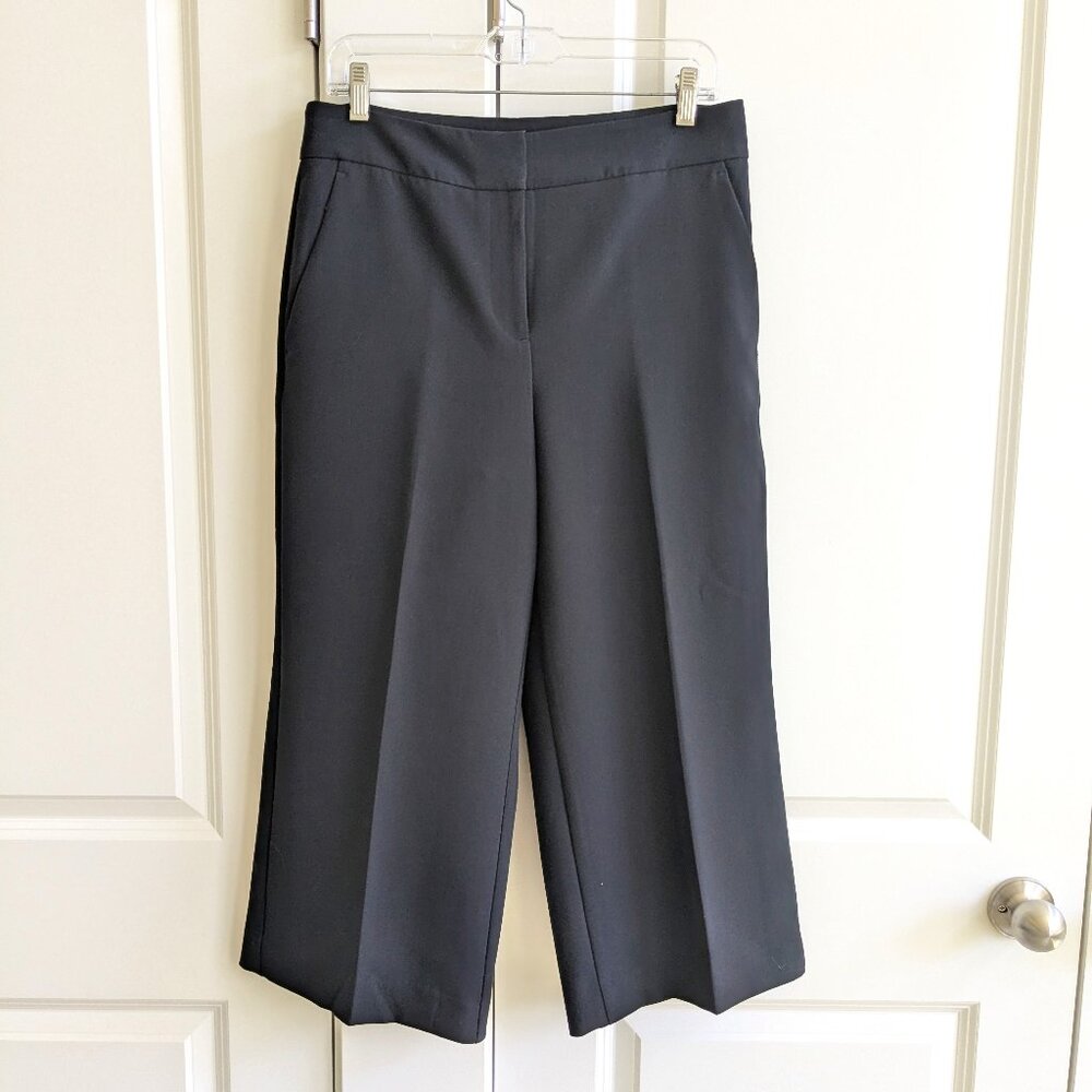 Ann Taylor Flat Front Wide Leg Cropped Dress Pants Tailored Stretch Culottes